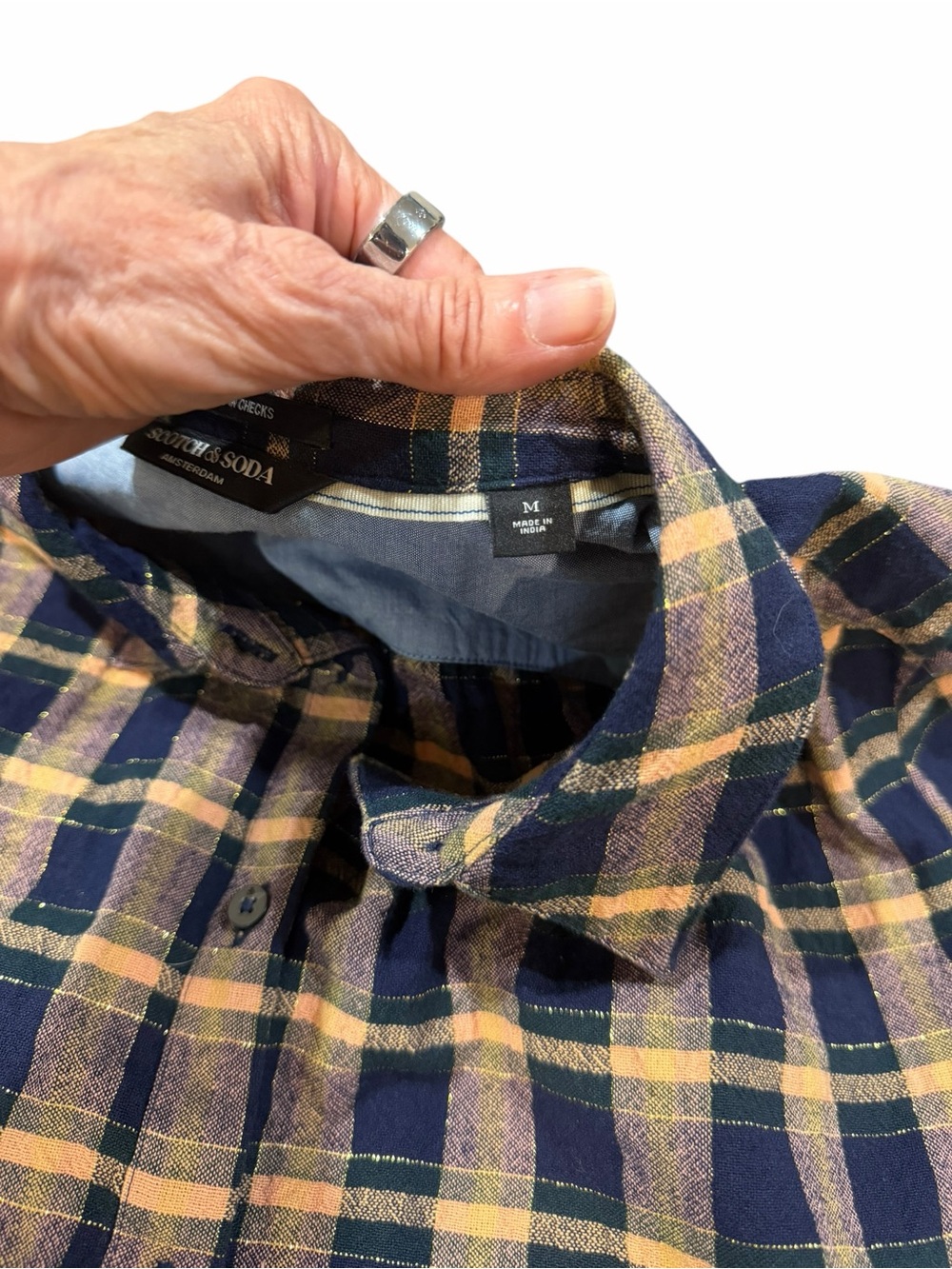 Scotch & Soda Amsterdam Plaid Button Front Shirt | Organic Cotton Blend | Med - Picture 7 of 11
